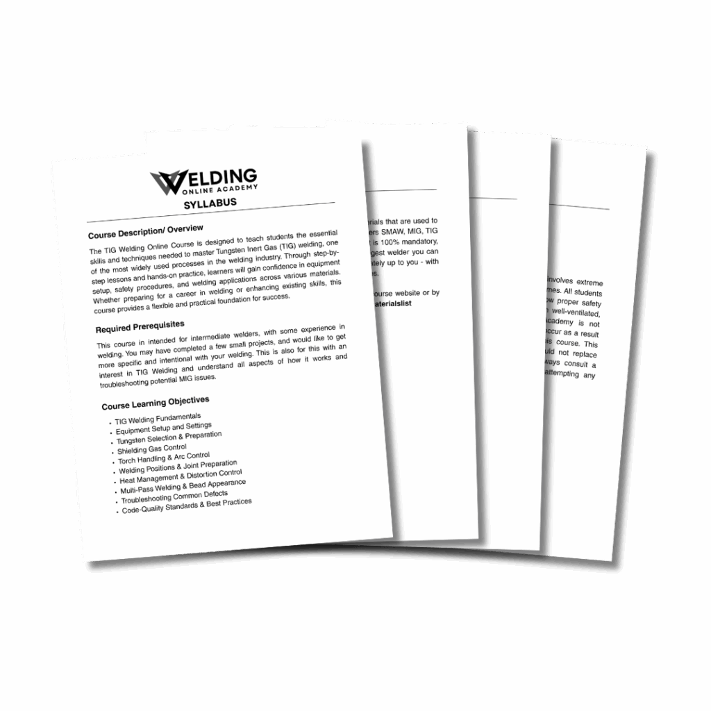 TIG Welding Syllabus Fanned View_ Welding Online Academy